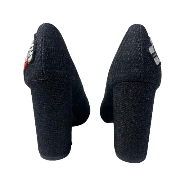 QUPID Black Queen Bee Patch‎ Signal Block Heel Pumps - Picture 9 of 12